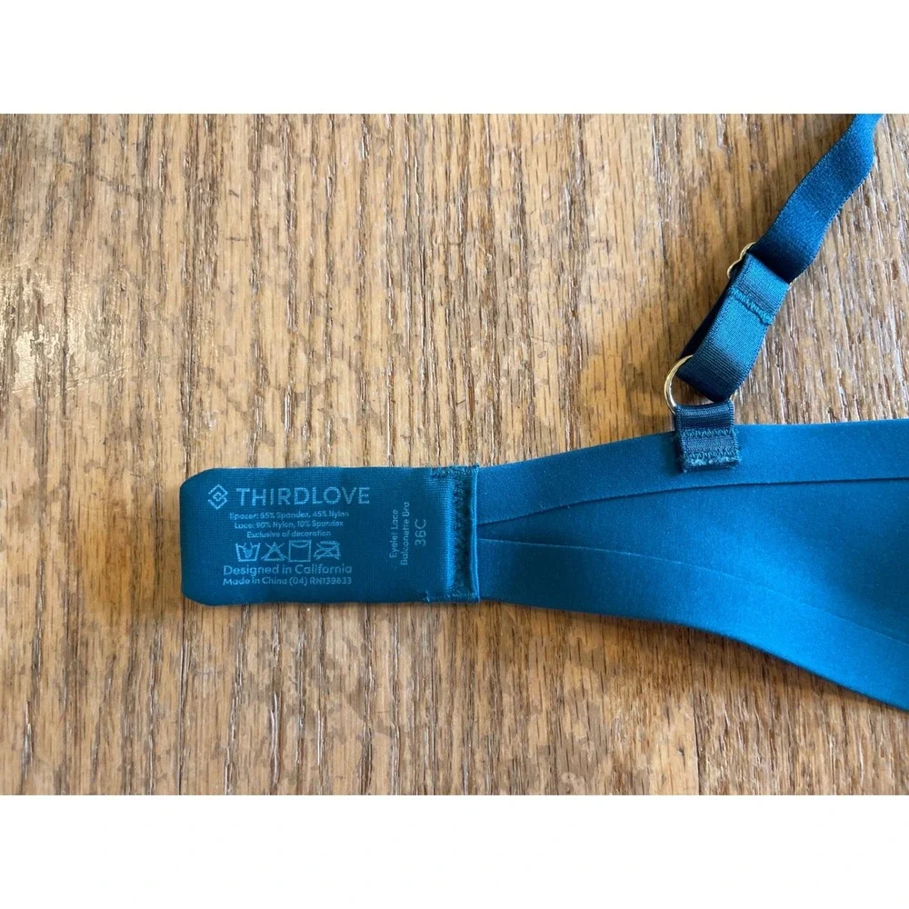 ThirdLove 24/7 Eyelet‎ Lace Balconette Bra Teal Blue Underwire 36C
